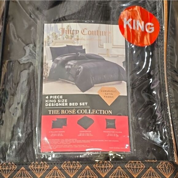 Juicy Couture Home The Rose' Collection Luxurious Satin Designer Comforter Set - Picture 8 of 8